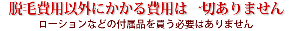 脱毛費用以外にかかる費用は一切ありません