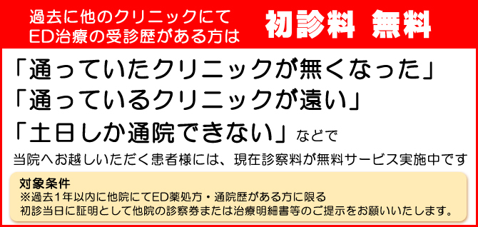 他院にて過去ED治療された患者様