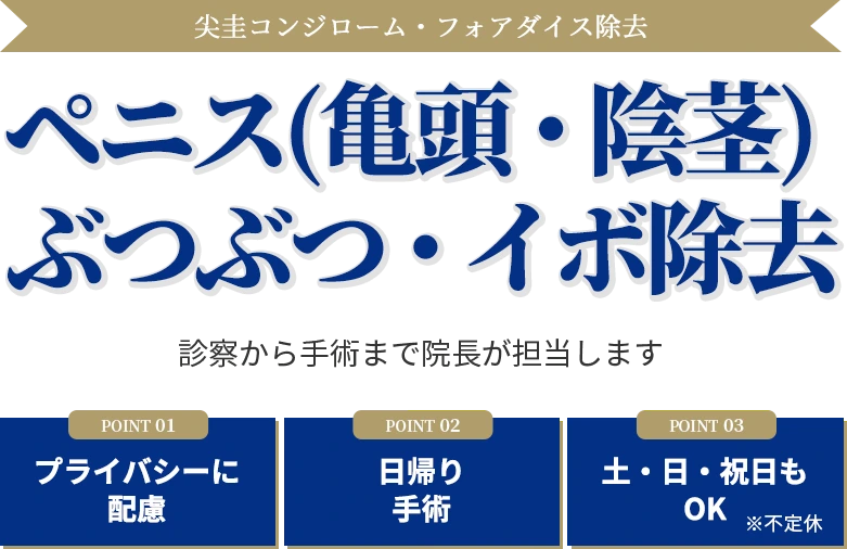 ペニス（亀頭・陰茎）ぶつぶつ・イボ除去