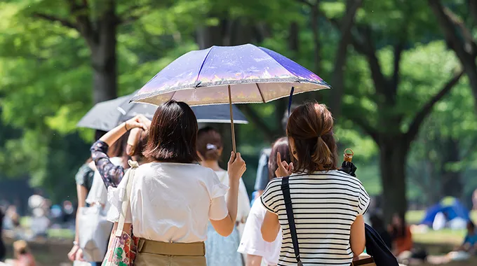 日傘をさしている女性達